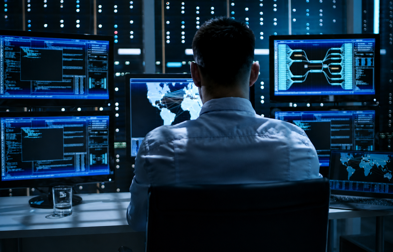 Cybersecurity analyst monitoring network systems