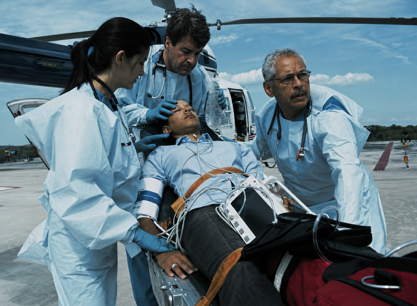 Medical team preparing emergency extraction